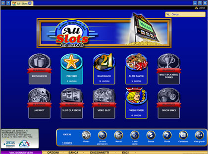 la lobby del casinò All Slots