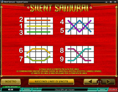 silent samuray paytable
